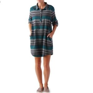 Striped Teal and Gray Women's Dress
